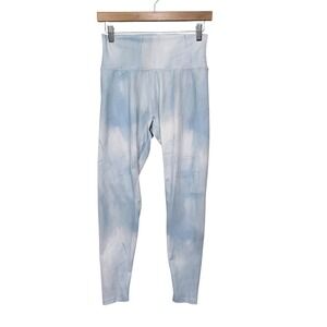 Buff Bunny Leggings Blue Watercolor Tie Dye High Waist Size Medium Activewear